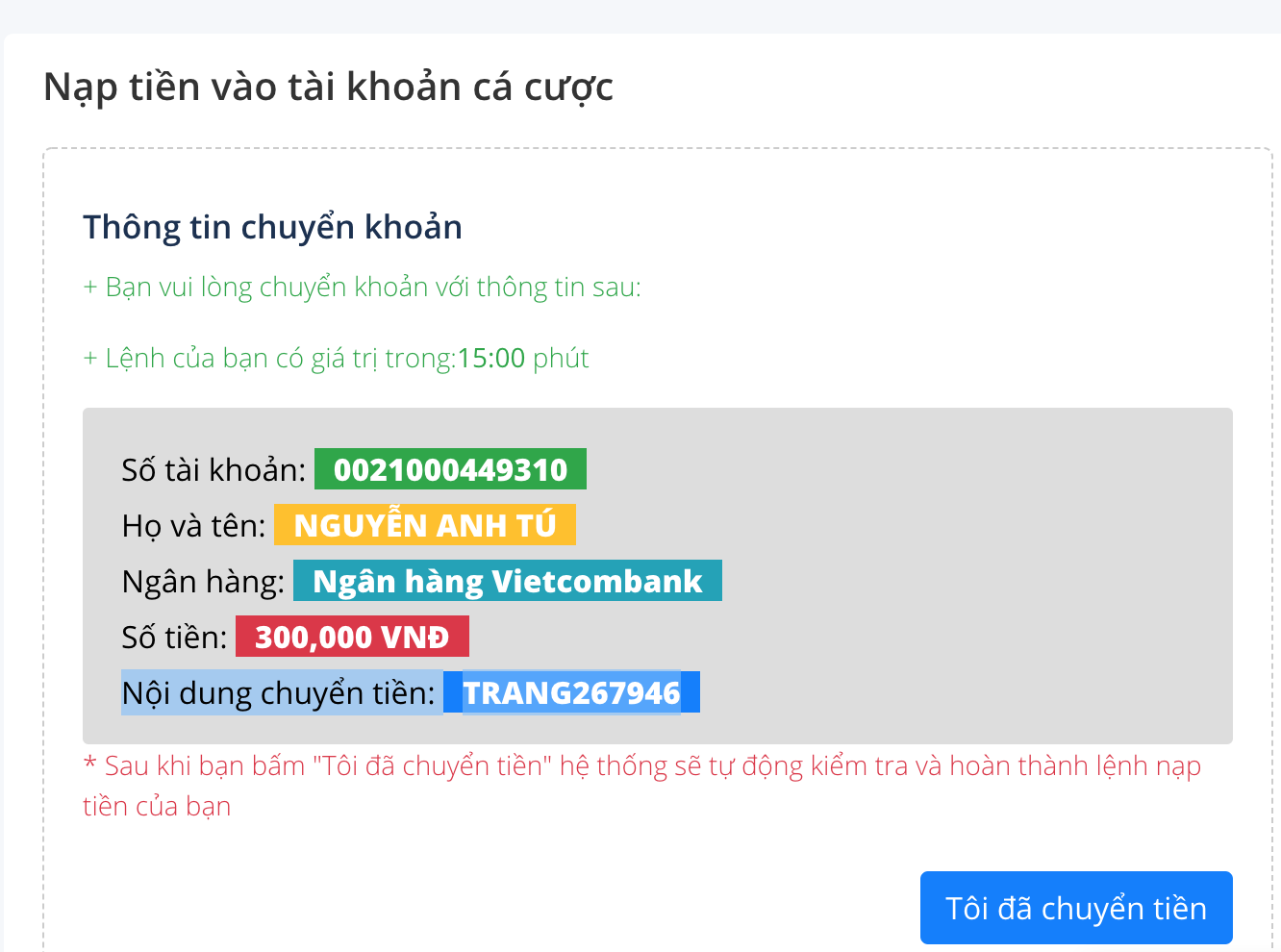 Hướng dẫn nạp tiền Bong88