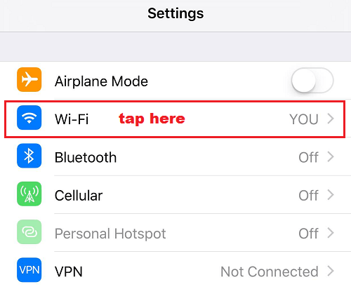 vào Settings chọn Wifi.