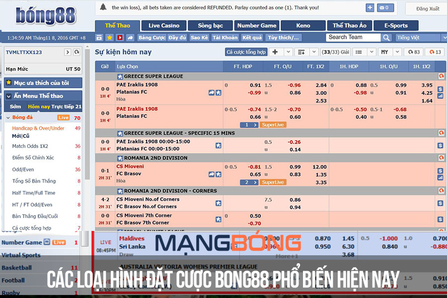 Các loại hình đặt cược Bong88 phổ biến hiện nay